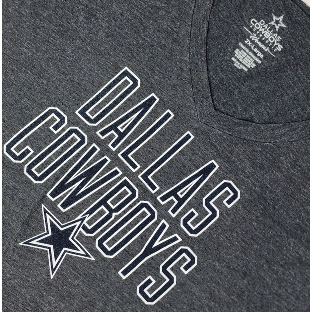 Dallas Cowboys Authentic V-Neck Shirt Women's Size 2XL Gray Short Sleeve EUC